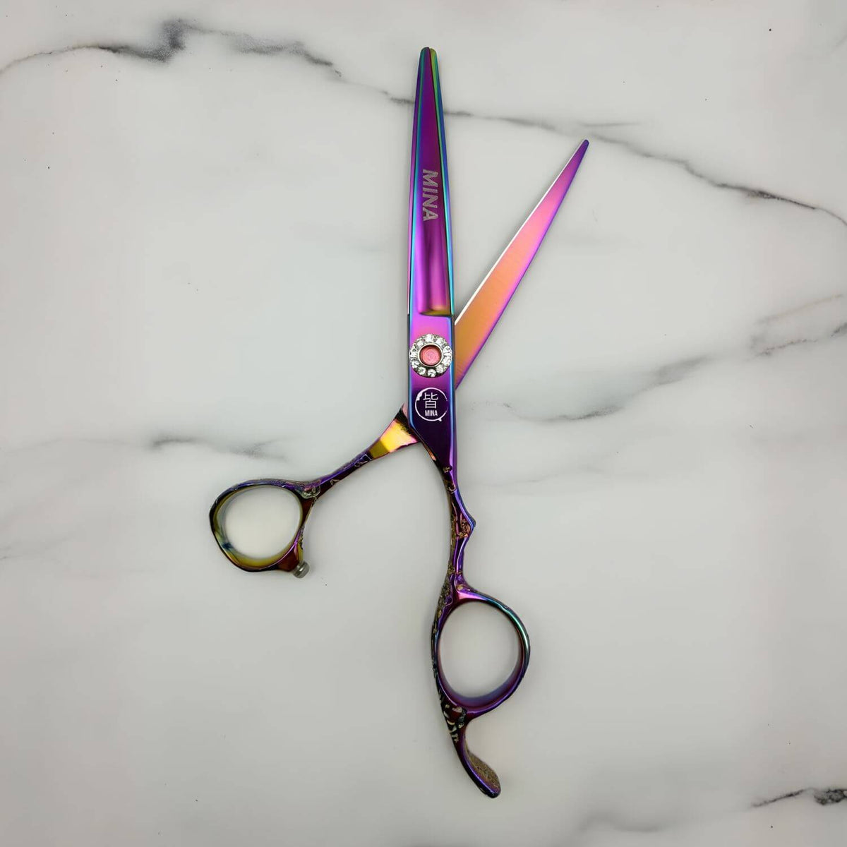 Mina Rainbow Hair Cutting and Thinning Scissor Set from Japan (SKU: MIN-RNB-S6055 MIN-RNB-RM606055)