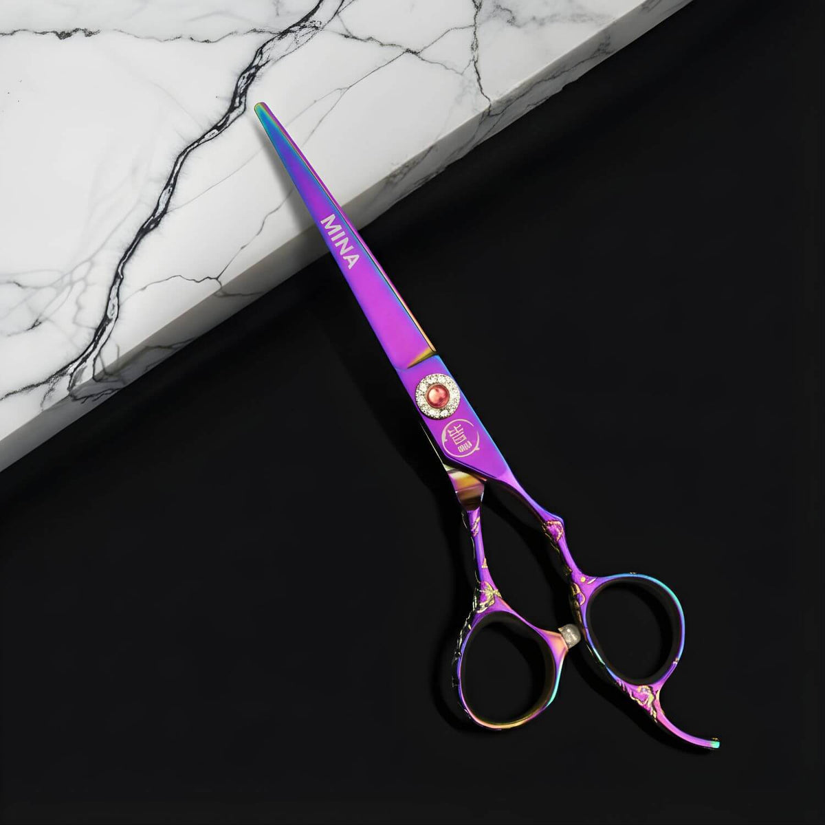 Mina Rainbow Hair Cutting and Thinning Scissor Set from Japan (SKU: MIN-RNB-S6055 MIN-RNB-RM606055)