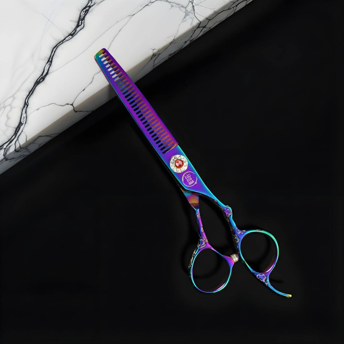 Mina Rainbow Hair Cutting and Thinning Scissor Set from Japan (SKU: MIN-RNB-S6055 MIN-RNB-RM606055)