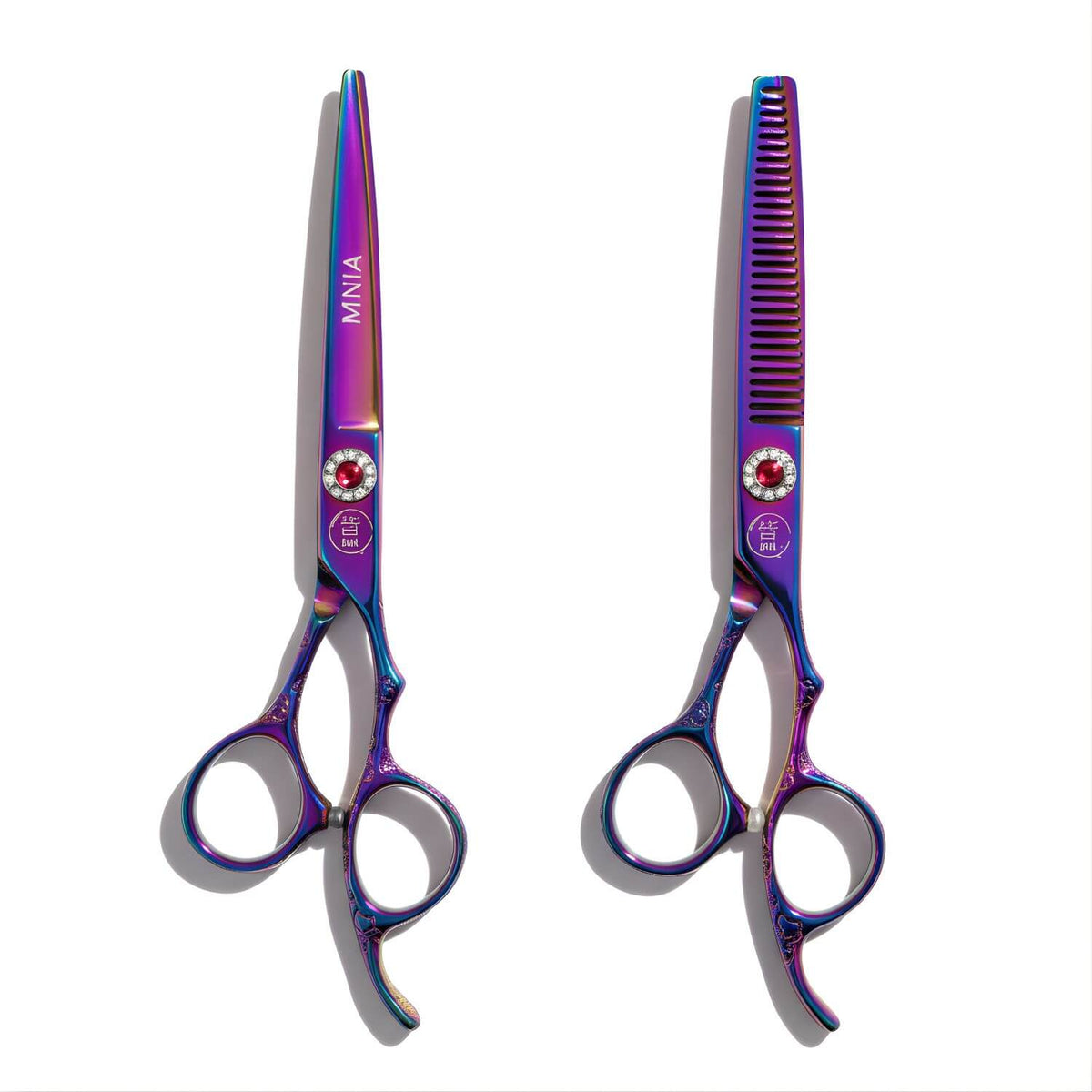 Mina Rainbow Hair Cutting and Thinning Scissor Set from Japan (SKU: MIN-RNB-S6055 MIN-RNB-RM606055)