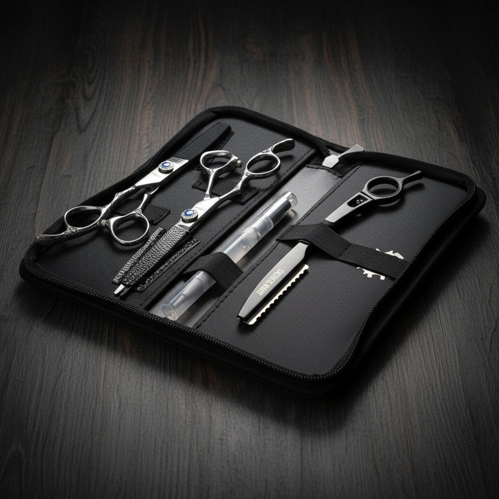 2pc Leather Scissors Case in - Leather Pouch For Hair Stylists &amp; Barbers
