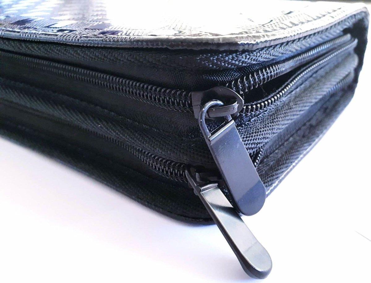 4pcs - Black Checkered Leather Scissors Pouch in - Leather Pouch For Hair Stylists &amp; Barbers