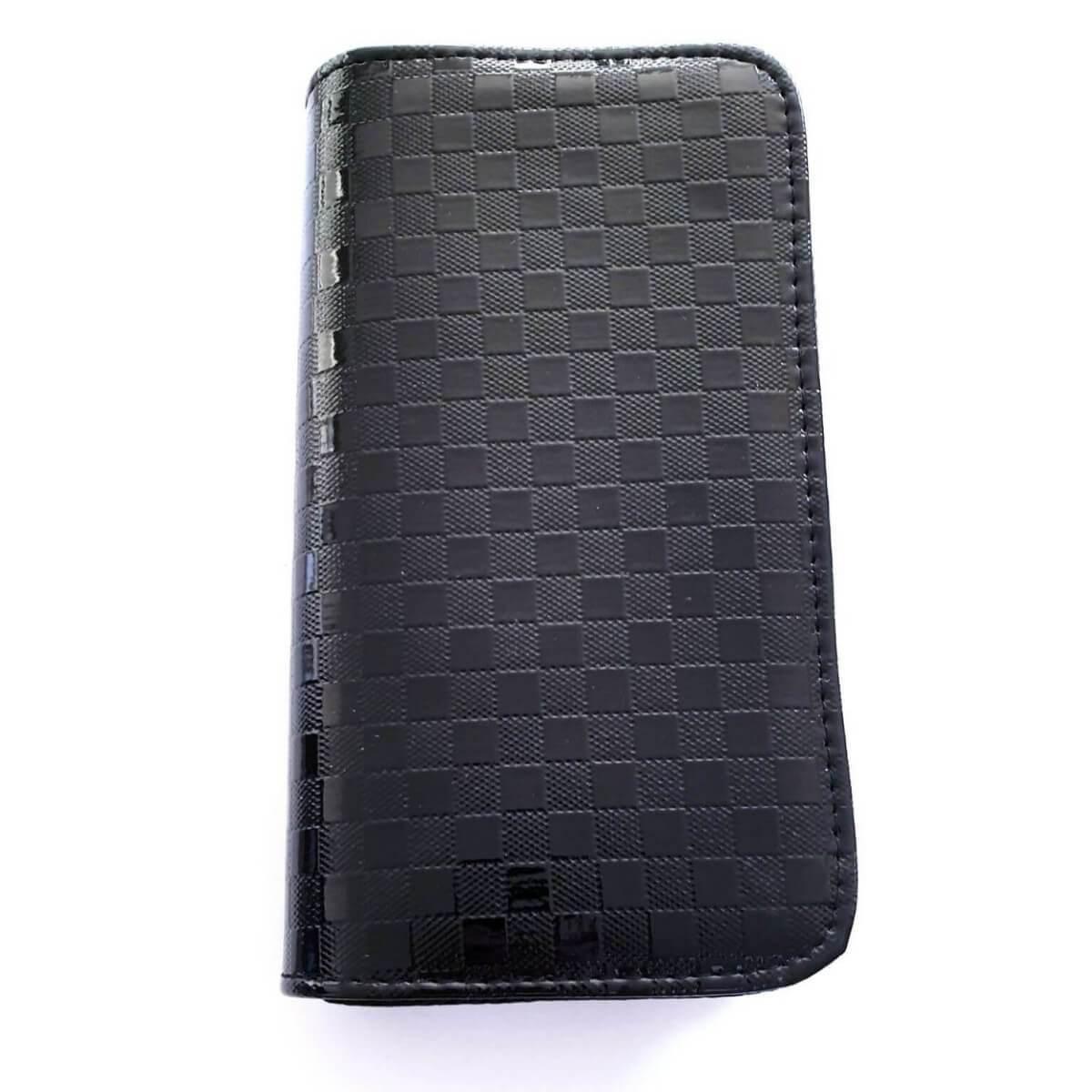 4pcs - Black Checkered Leather Scissors Pouch in - Leather Pouch For Hair Stylists &amp; Barbers