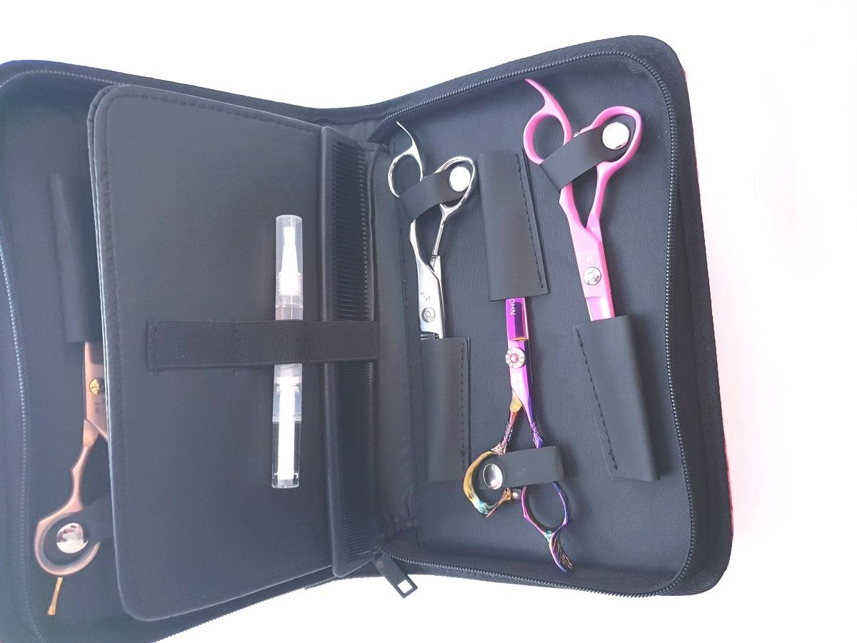 6pcs - Pink Leather Scissors Pouch in - Leather Pouch For Hair Stylists &amp; Barbers