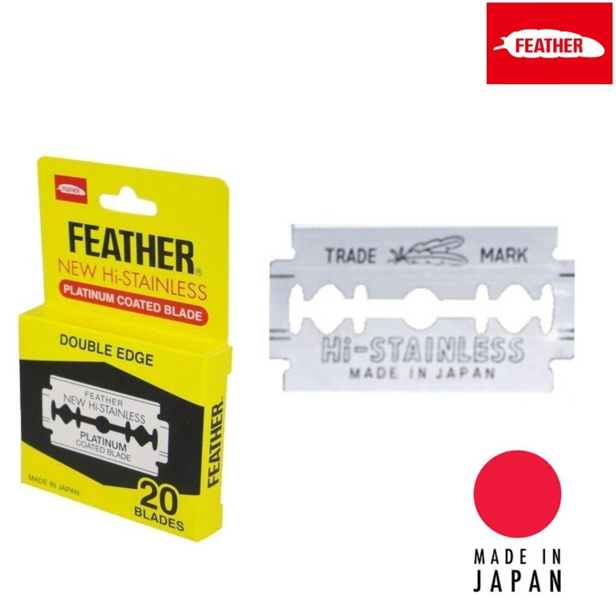 Feather Japan HI-STAINLESS Double Edge Replacement Blade in 100 BladePack - Styling Razor For Hair Stylists &amp; Barbers