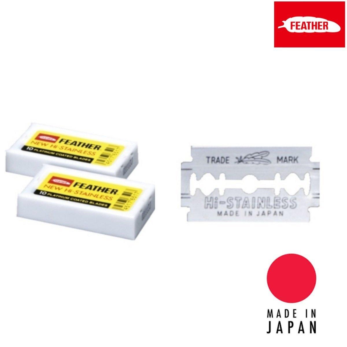 Feather Japan HI-STAINLESS Double Edge Replacement Blade in 100 BladePack - Styling Razor For Hair Stylists &amp; Barbers