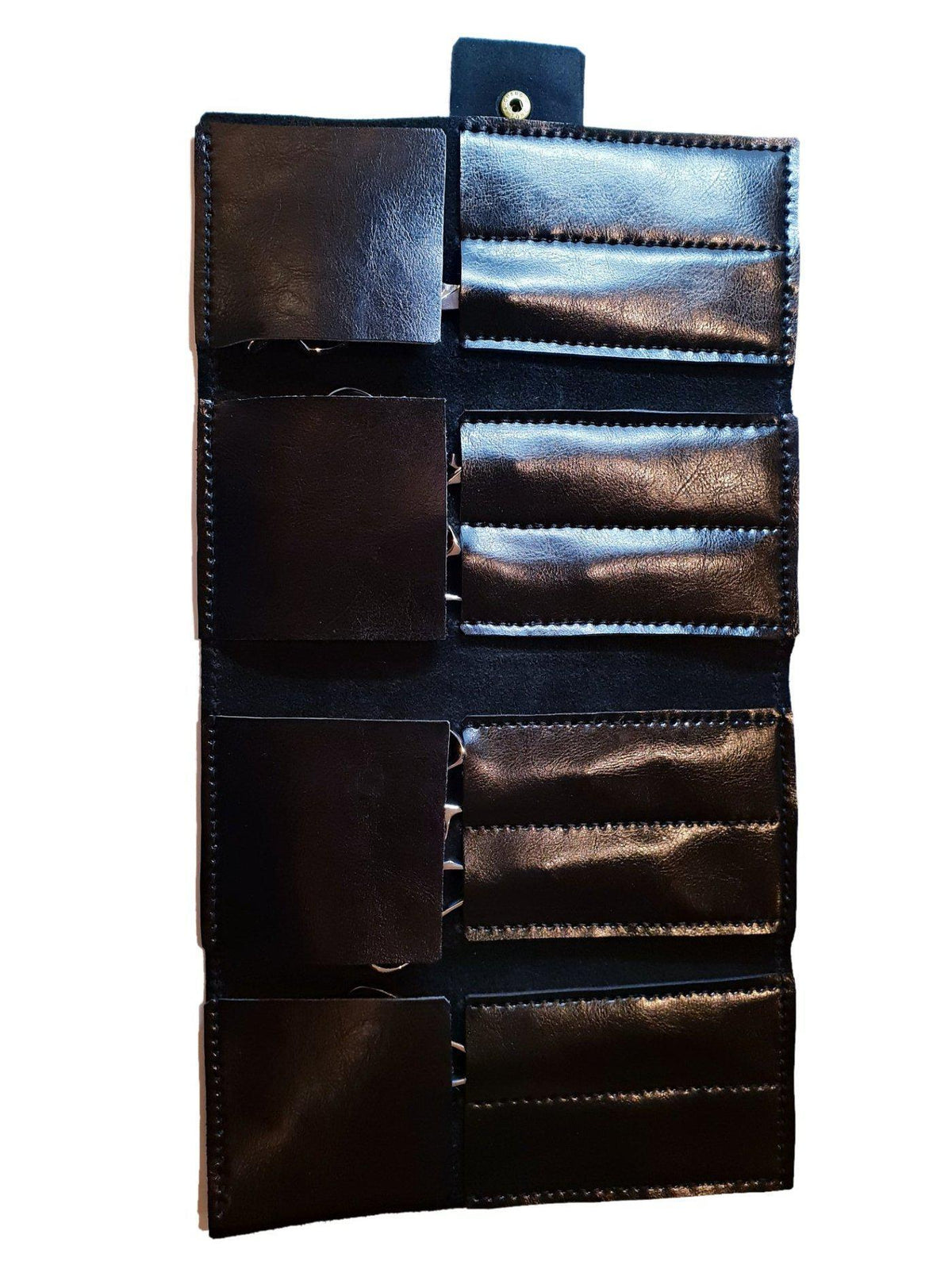 Premium Black Scissor Wallet: 8 Piece Roll-Up Shear Wallet in - Leather Pouch For Hair Stylists &amp; Barbers