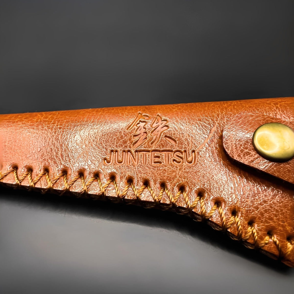 Juntetsu Premium Single Scissor Protector - Hand-Stitched Leather (SKU: JUN-JUNTETSU-J01-BROWN)