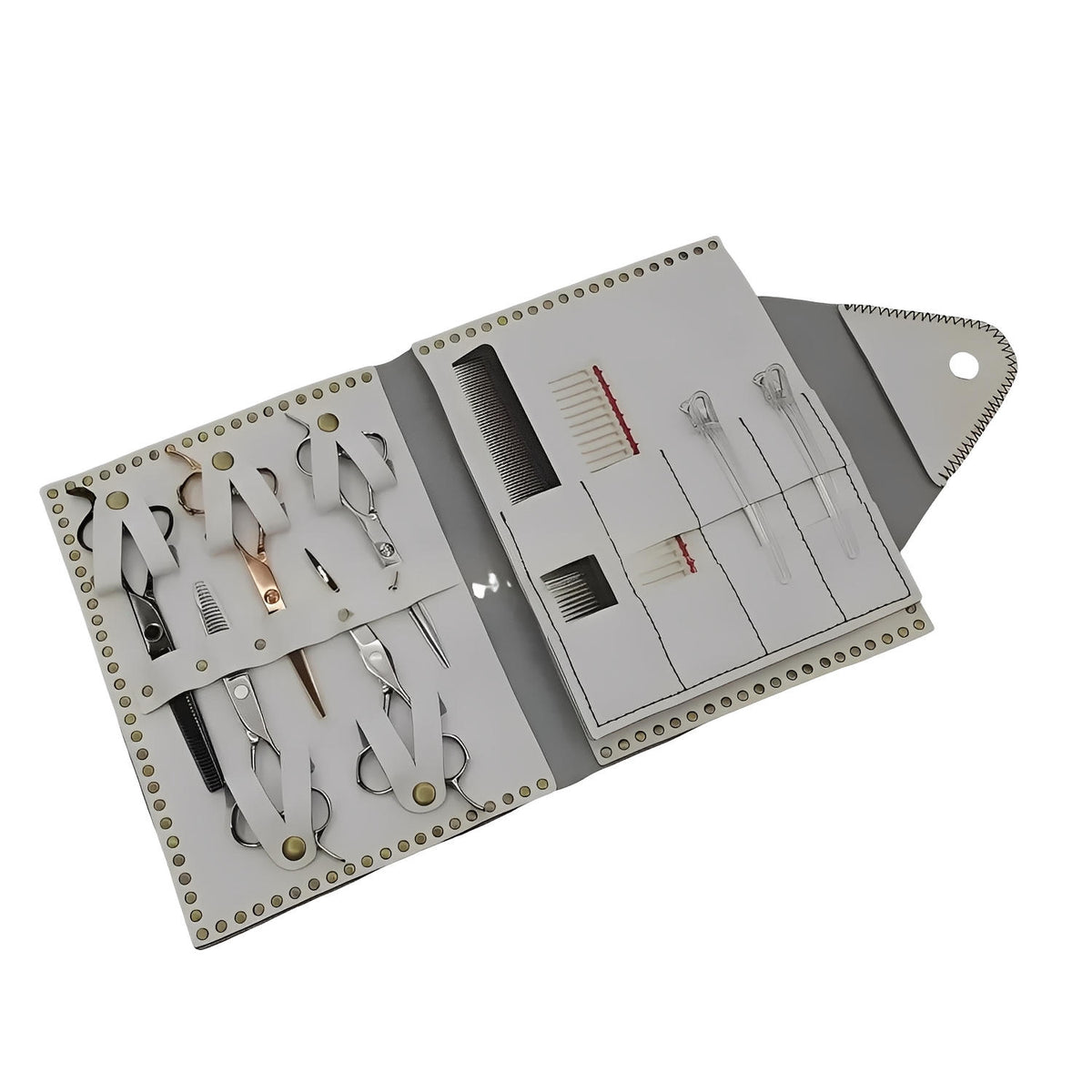 Premium White Leather Scissor Case - 5 Scissor Pocket (SKU: JUN-CASE-W10PC)