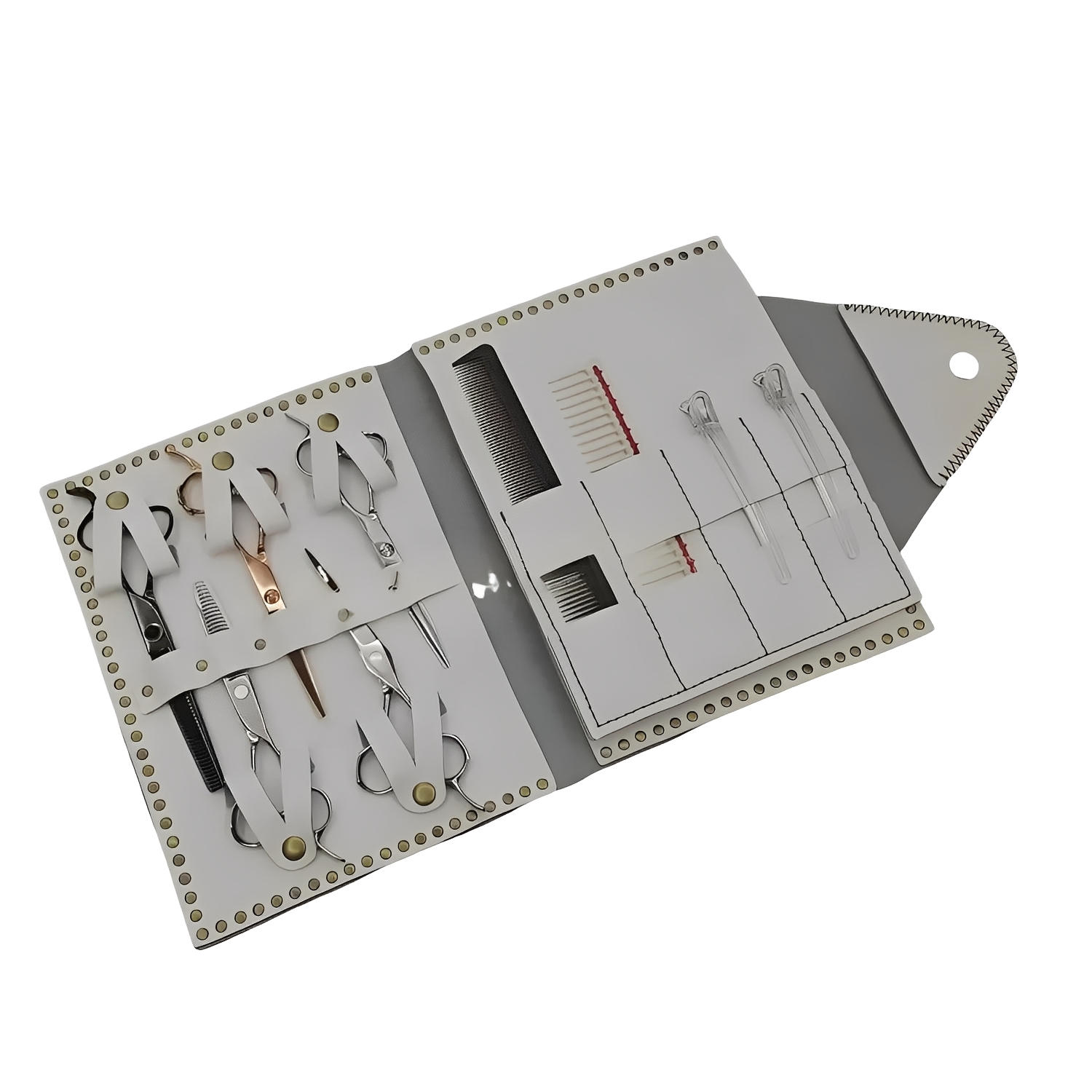 Premium White Leather Scissor Case - 5 Scissor Pocket (SKU: JUN-CASE-W10PC)