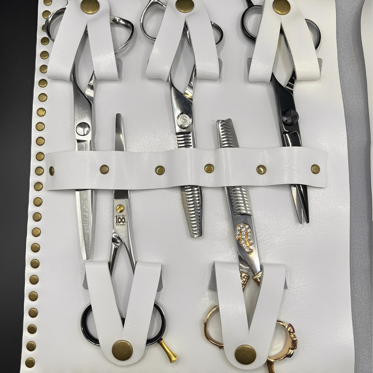 Premium White Leather Scissor Case - 5 Scissor Pocket (SKU: JUN-CASE-W10PC)