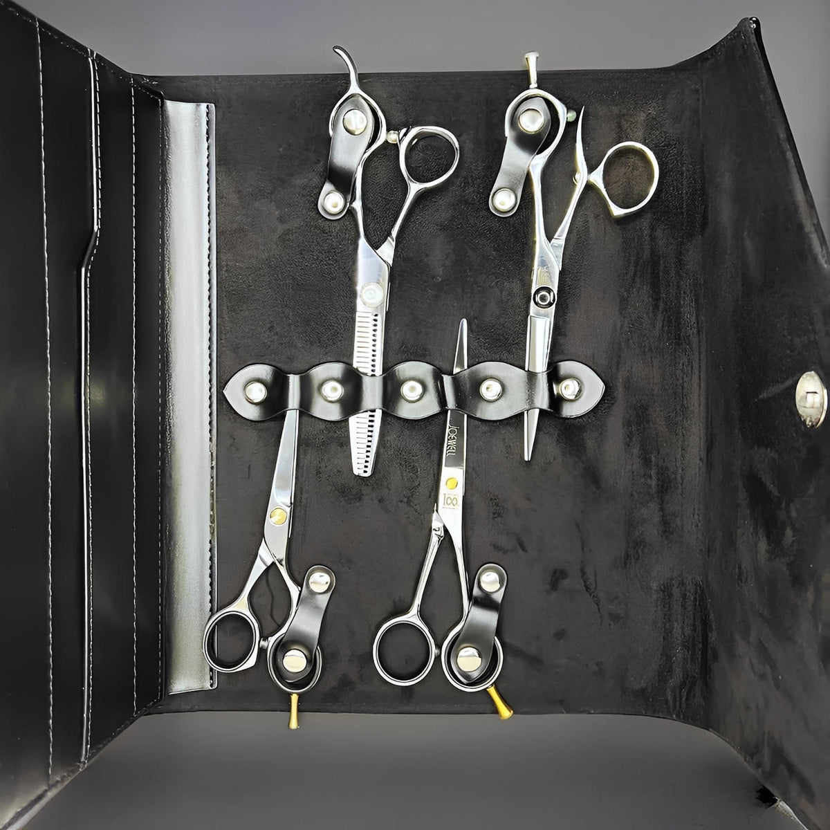 Juntetsu Leather Scissor Case - 8 Pocket Premium Storage (SKU: JUN-CASE-B8PC)