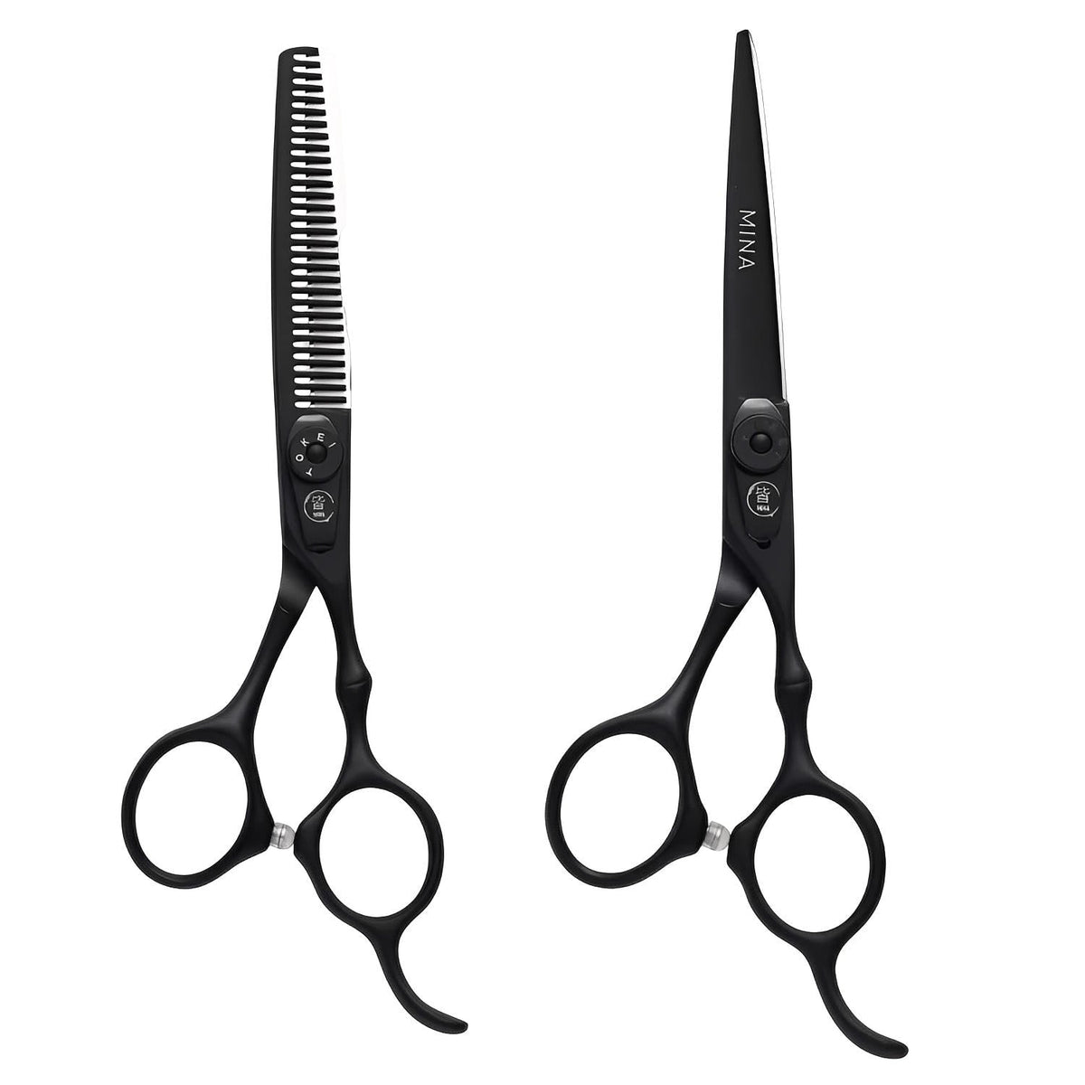 Mina Timeless Hairdressing Matte Black Scissor Set &amp; Kit (SKU: MIN-TML-S55)